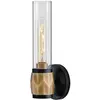 Image de Elstead Lighting, Plafonnier, Elstead Ellison Wandleuchte E27 Schwarz mit Heritage-Messing Glas klar IP44 (E27)