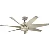 Image de Elstead Lighting Lehr II ventilateur de plafond silencieux Ø137cm DC-moteur IP44 extérieur + télécommande, Ventilateur, Argent