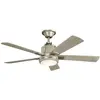 Image de Elstead Lighting Colerne ventilateur de plafond silencieux avec lumière LED Ø132cm bois + télécommande, Ventilateur, Argent