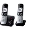 Image de Panasonic KX-TG6822 - Téléphone sans fil - système de répondeur avec ID d'appelant - DECT - noir + combiné supplémentaire