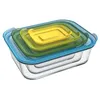 Image de Set de 4 boites alimentaires empilables en verre nest glass - Joseph Joseph - Multicolore - Verre