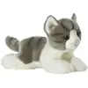Image de Aurora 10813 - MiYoni chat Tabby, couché, gris/blanc, peluche, 20 cm (20 cm)