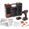 Image de Black & Decker, Perceuse + Visseuses sans fil, BDCHD18BOA, 2 piles & 160 pcs. Ensemble d'accessoires (Perceuse-visseuse à percussion)