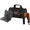 Image de Black & Decker, Perceuse + Visseuses sans fil, Black&Decker BEH710SA32-QS avec kit d'accessoires dans une trousse à outils (Perceuse à percussion)