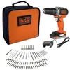 Image de Perceuse visseuse à percussion sans fil 12 V + 80 accessoires + 1 batterie 1,5 Ah + 1 sac de transport - BLACK+DECKER - BDCHD12S1A-QW