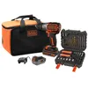 Image de Perceuse à percussion sans fil BLACK + DECKER 18V - 2 batteries 18V 1x2.5Ah 1x4Ah - chargeur - sac - BL188ME2SA-QW