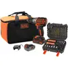 Image de Black & Decker, Perceuse + Visseuses sans fil, 18V BLHD+1x 4Ah 1x 2.5Ah+50 Accs.+SB (Marteau perforateur, Perceuse-visseuse)