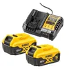 Image de Pack 2 batteries 18V XR 5Ah Li-Ion + chargeur - DEWALT - DCB1104P2-QW
