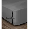 Image de LOVELY HOME Drap Housse 100% Coton 140x190cm - Bonnet 35cm - Gris fonce