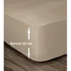 Image de LOVELY HOME Drap Housse 100% Coton 160x200cm - Bonnet 35cm - Beige