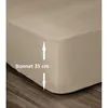 Image de LOVELY HOME Drap Housse 100% Coton 180x200cm - Bonnet 35cm - Beige