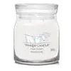 Image de Bougie signature coton frais modèle moyen - Yankee Candle - Blanc - Verre
