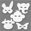 Image de Creotime masques d'animaux blanc h : 13-24 cm l : 20-28 cm 16 pièces