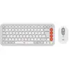 Image de Logitech POP ICON COMBO - BLANC CASSÉ - DEU - CENTRAL-419 (DE, Sans fil), Clavier, Blanc, Orange, Multicolore