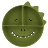 Image de Assiette avec ventouse en silicone et compartiments - Mr. Dino