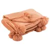 Image de Plaid Déco à Pompons Polyes 130x170cm Vieux Rose