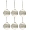 Image de Lot de 6 Boules de Noël "Glace" 8cm Blanc & Argent