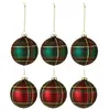 Image de Lot de 6 Boules de Noël "Quadrillé" 8cm Vert & Rouge