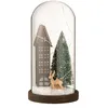 Image de Cloche Déco Led en Verre "Maison" 27cm Marron