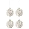 Image de Lot de 4 Boules de Noël "Coeur Strass" 10cm Blanc