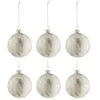 Image de JOLIPA Lot de 6 boules de noël motif marbre blanc et argent - Diamètre 8 cm