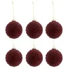 Image de Lot de 6 Boules de Noël "Motifs" 8cm Bordeaux