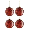 Image de Lot de 4 Boules de Noël "Fleurs Verre" 12cm Marron