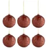 Image de Lot de 6 Boules de Noël Givrées 8cm Bordeaux