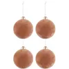 Image de Lot de 4 Boules de Noël Velours 10cm Vieux Rose