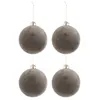Image de Lot de 4 Boules de Noël "Velours" 10cm Gris
