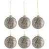 Image de JOLIPA lot de 6 Boules de noël velours gris et or en verre - Diamètre 8 cm