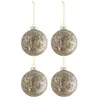 Image de Lot de 4 Boules de Noël Antique 10cm Gris & Or