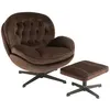 Image de Fauteuil avec repose-pieds métal et tissu marron Sia