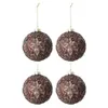 Image de Lot de 4 Boules de Noël "Givres" 10cm Marron