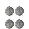 Image de Lot de 4 Boules de Noël Paillettes 10cm Gris Fumé