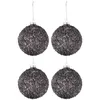 Image de Lot de 4 Boules de Noël Paillettes 10cm Anthracite