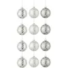 Image de Lot de 12 Boules de Noël "Mat Givré" 8cm Gris & Blanc