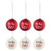 Image de Lot de 6 Boules de Noël "Ho Ho Ho" 8cm Rouge & Blanc