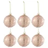 Image de Lot de 6 Boules de Noël "Givre Paillettes" 8cm Rose Clair