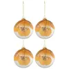 Image de Lot de 4 Boules de Noël "Feuilles Séchées" 10cm Ocre