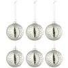 Image de Lot de 6 Boules de Noël "Feuilles Paillettes" 8cm Argent