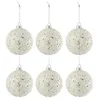Image de Lot de 6 Boules de Noël "Perles" 8cm Blanc & Argent