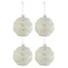 Image de Lot de 4 Boules de Noël "Lignes Paillettes" 10cm Blanc