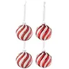 Image de Lot de 4 Boules de Noël "Lignes" 8cm Rouge & Blanc