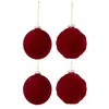 Image de Lot de 4 Boules de Noël Velours "Caro" 10cm Rouge