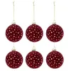 Image de Lot de 6 Boules de Noël Velours "Ely" 8cm Bordeaux