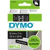 Image de Dymo, Ruban d'étiquetage, S0720610 Bande standard (1.20 cm, Blanc, Noir)