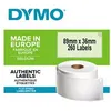 Image de DYMO LabelWriter - Plastique - adhésif permanent - transparent - 36 x 89 mm 260 étiquette(s) (1 rouleau(x) x 260 étiquettes adresses - pour DYMO LabelWriter 310, 315, 320, 330, 400, 450, 4XL, SE450, Wireless