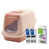 Image de Maison de toilette Savic Nestor pour chat - rose champagne / rouge toscane
