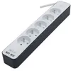 Image de CHACON Bloc multiprise 5 prises 16 A avec 2 ports USB et câble 1,5 m HO5VV-F 3x1,5 mm² blanc et gris